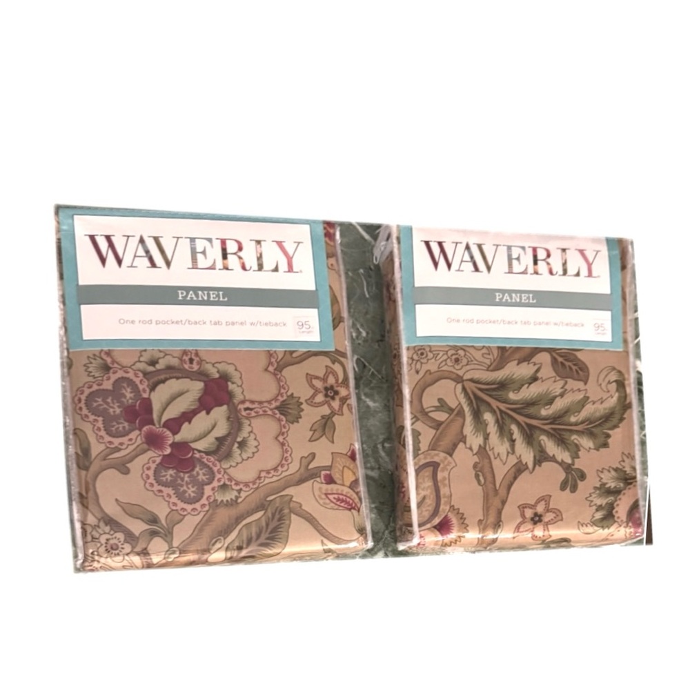 Waverly Imperial Dress Antique Lined back Tab Panels W/Tiebacks - 2 Included